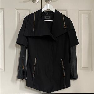 RUDSAK Black Jacket with Leather and Gold Accents